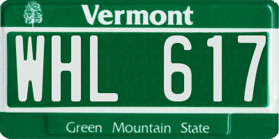 VT license plate WHL617