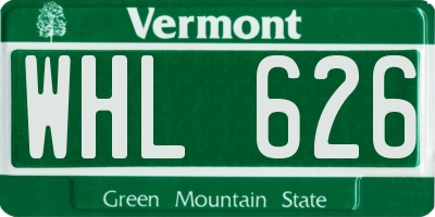 VT license plate WHL626