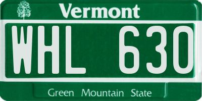 VT license plate WHL630