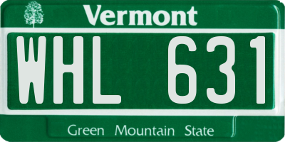 VT license plate WHL631