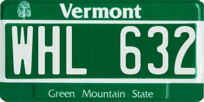 VT license plate WHL632