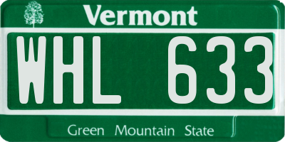VT license plate WHL633