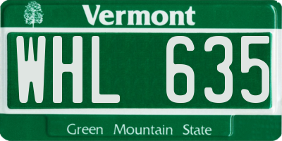 VT license plate WHL635