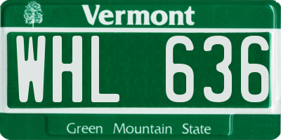 VT license plate WHL636