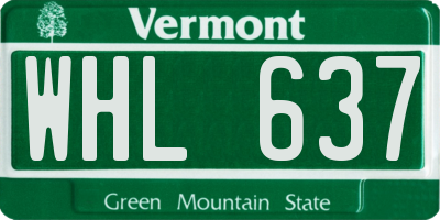 VT license plate WHL637
