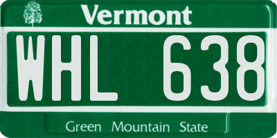 VT license plate WHL638