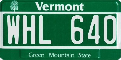 VT license plate WHL640