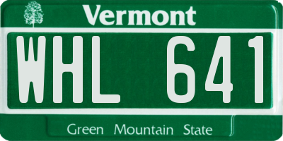 VT license plate WHL641