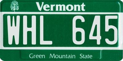 VT license plate WHL645