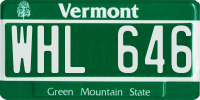 VT license plate WHL646