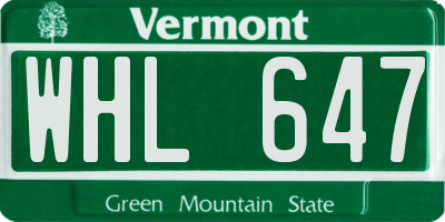 VT license plate WHL647