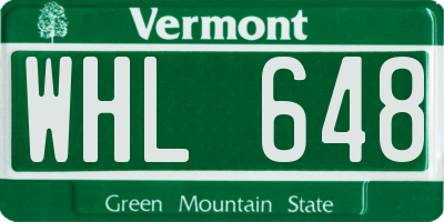 VT license plate WHL648