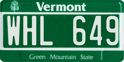 VT license plate WHL649