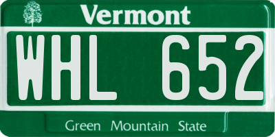 VT license plate WHL652