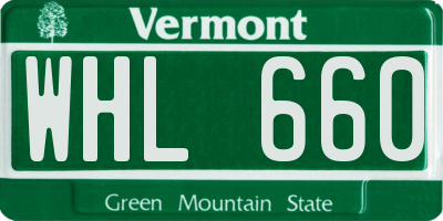 VT license plate WHL660
