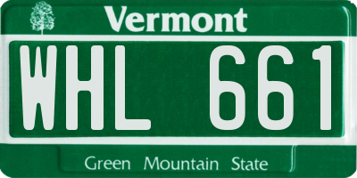 VT license plate WHL661