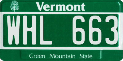 VT license plate WHL663