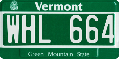 VT license plate WHL664