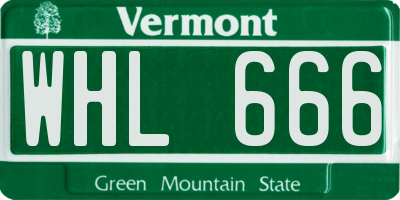 VT license plate WHL666
