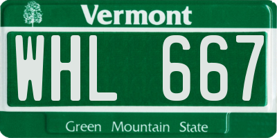 VT license plate WHL667