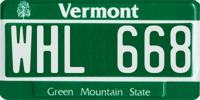 VT license plate WHL668