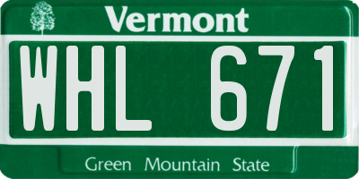 VT license plate WHL671