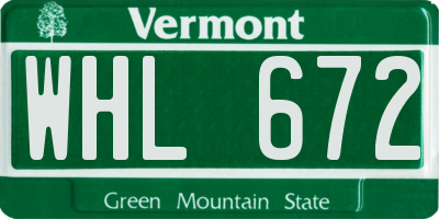 VT license plate WHL672