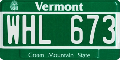 VT license plate WHL673