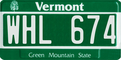VT license plate WHL674
