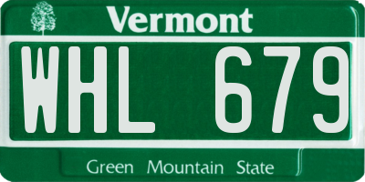 VT license plate WHL679