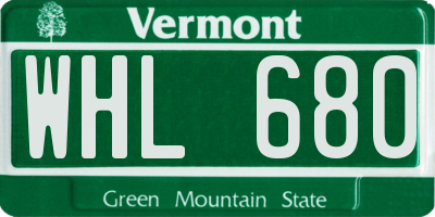 VT license plate WHL680