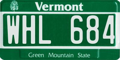 VT license plate WHL684