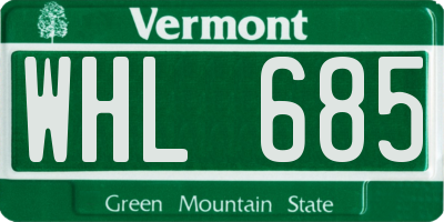 VT license plate WHL685