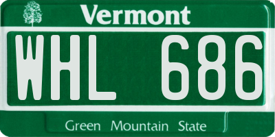 VT license plate WHL686