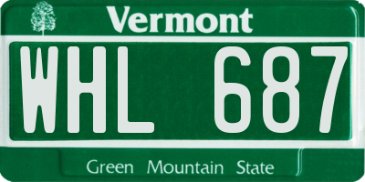 VT license plate WHL687