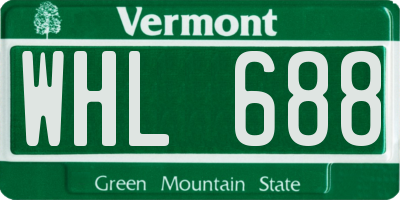 VT license plate WHL688