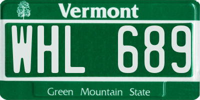 VT license plate WHL689