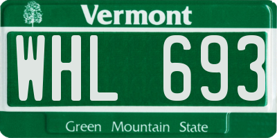 VT license plate WHL693