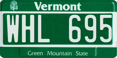 VT license plate WHL695