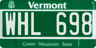 VT license plate WHL698
