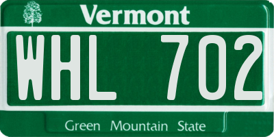 VT license plate WHL702