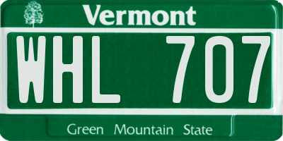 VT license plate WHL707
