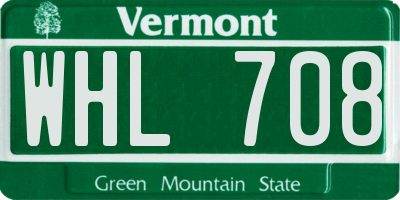 VT license plate WHL708