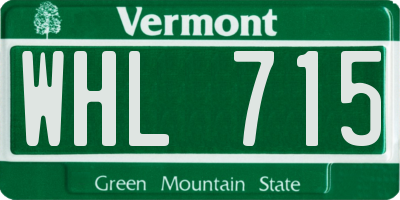 VT license plate WHL715
