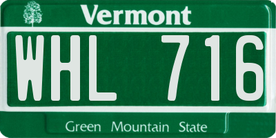 VT license plate WHL716