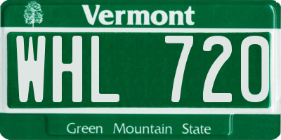 VT license plate WHL720