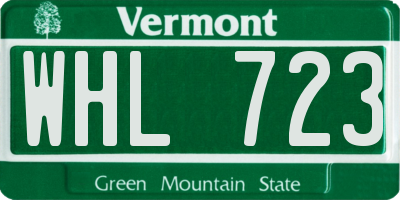 VT license plate WHL723