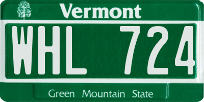 VT license plate WHL724