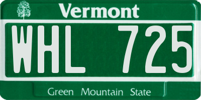 VT license plate WHL725