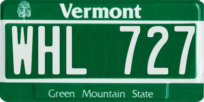 VT license plate WHL727
